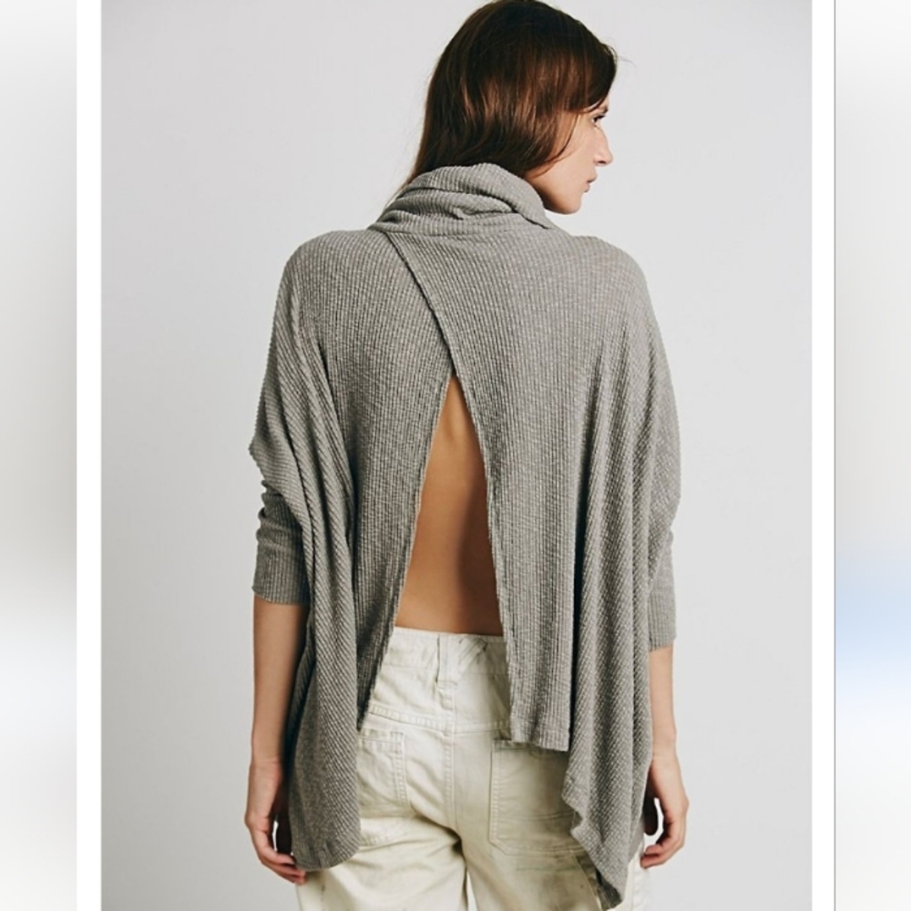 Free People FP Beach World Traveler Cowl Neck Open Spilt Back Sweater - Picture 3 of 12